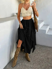 Devine Slit Drawstring Ruffled Skirt - Update AvenueVacation StyleTrendsi100100646571372100100646571372babc5aa3 - ab28 - 4c69 - bc9a - 8b9f7c1ff423 - MaxBlack