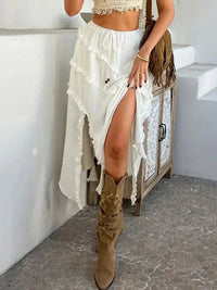 Devine Slit Drawstring Ruffled Skirt - Update AvenueVacation StyleTrendsi10010064657163810010064657163861f14cd3 - 1130 - 488c - 8e20 - 276d57a88650 - MaxWhite