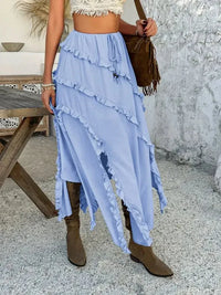 Devine Slit Drawstring Ruffled Skirt - Update AvenueVacation StyleTrendsi100100646575106100100646575106caa00fa5 - bf66 - 4332 - be13 - 7544286f6122 - MaxLight Blue