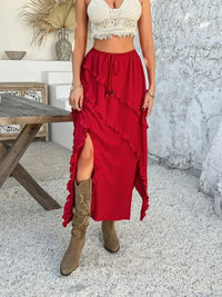Devine Slit Drawstring Ruffled Skirt - Update AvenueVacation StyleTrendsi100100646579591100100646579591d313485e - 2b0b - 4e53 - 822a - 771affbcac43 - MaxScarlet
