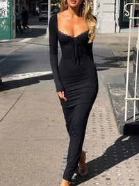 Devine Slit Lace Detail Sweetheart Neck Long Sleeve Maxi Dress - Update AvenueFestival VibesTrendsi1001002236011321001002236011325e54d27a - a01c - 4903 - 8f53 - d15d1958ada3 - MaxBlack