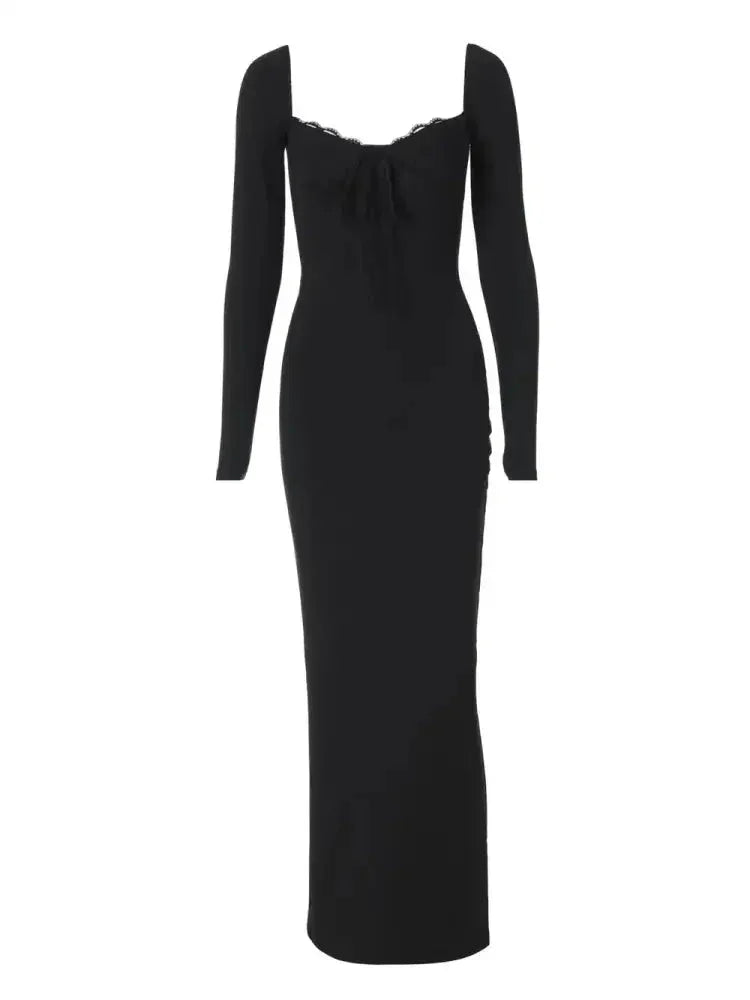 Devine Slit Lace Detail Sweetheart Neck Long Sleeve Maxi Dress - Update AvenueFestival VibesTrendsi1001002236011321001002236011323a5d1738 - 8e43 - 4677 - 99b6 - c306d1eeb6bb - MaxBlack