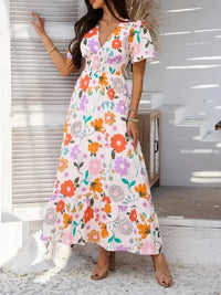 Devine Smocked Printed V - Neck Short Sleeve Maxi Dress - Update AvenueVacation StyleTrendsi100100129281327100100129281327adb86042 - 937d - 44d8 - a266 - aea76717d57c - MaxBlush Pink