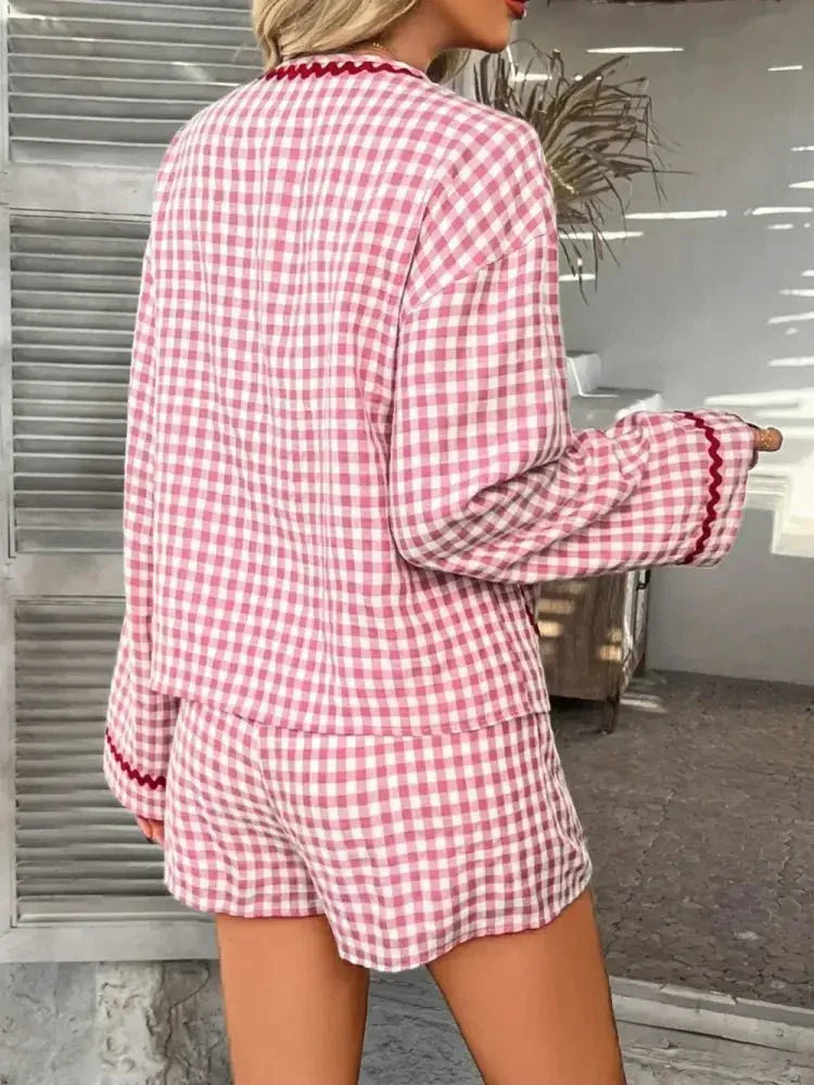 Devine Tie Front Contrast Plaid Shirt and Shorts Set - Update AvenueTrendsi1001002206740071001002206740075c15ff17 - c08a - 4d1c - aa41 - 810b120c1b8f - MaxPink