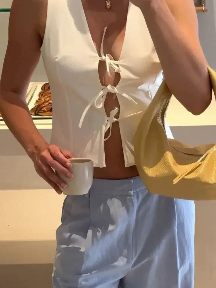 Devine Tied V - Neck Vest - Update AvenueFestival VibesTrendsi10010082875121810010082875121848eac993 - fe05 - 4e2e - 99c7 - 5092bbc2d3b9 - MaxWhite