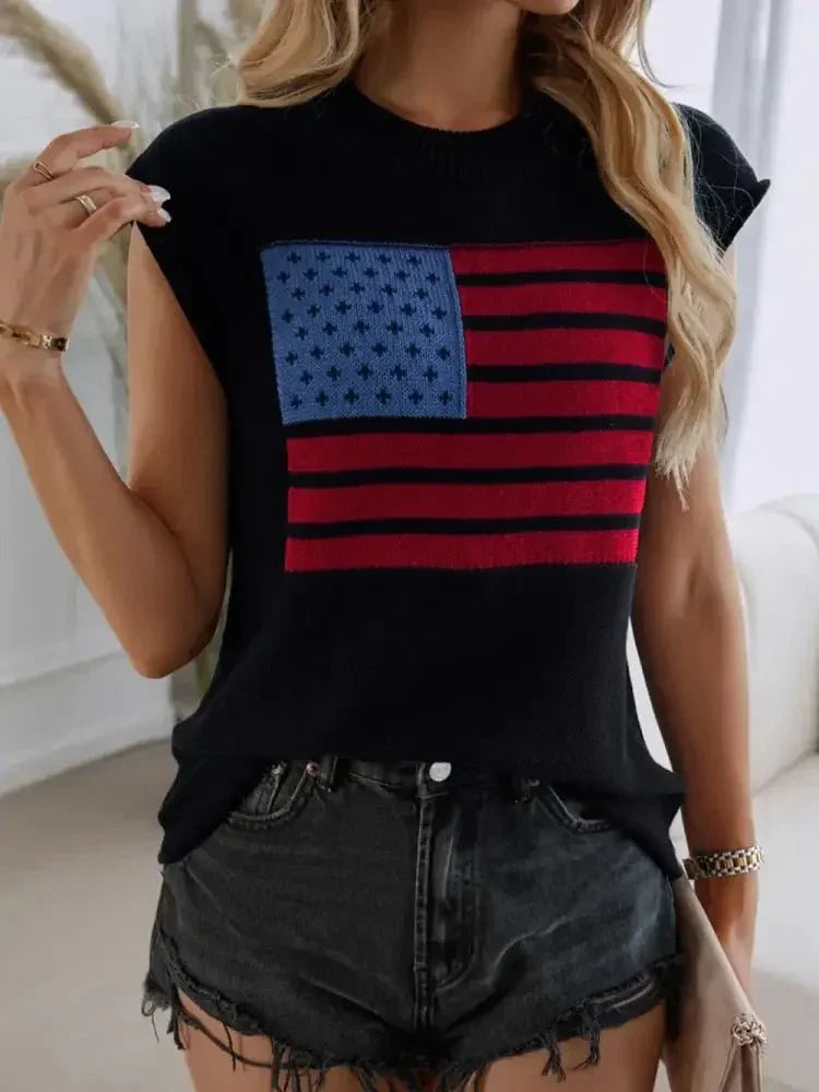 Devine US Flag Round Neck Sweater Vest - Update AvenueHonor the Stars and StripesTrendsi10010090326992410010090326992424cd6015 - 724e - 4394 - 944c - a4fbba54cbd8 - MaxBlack