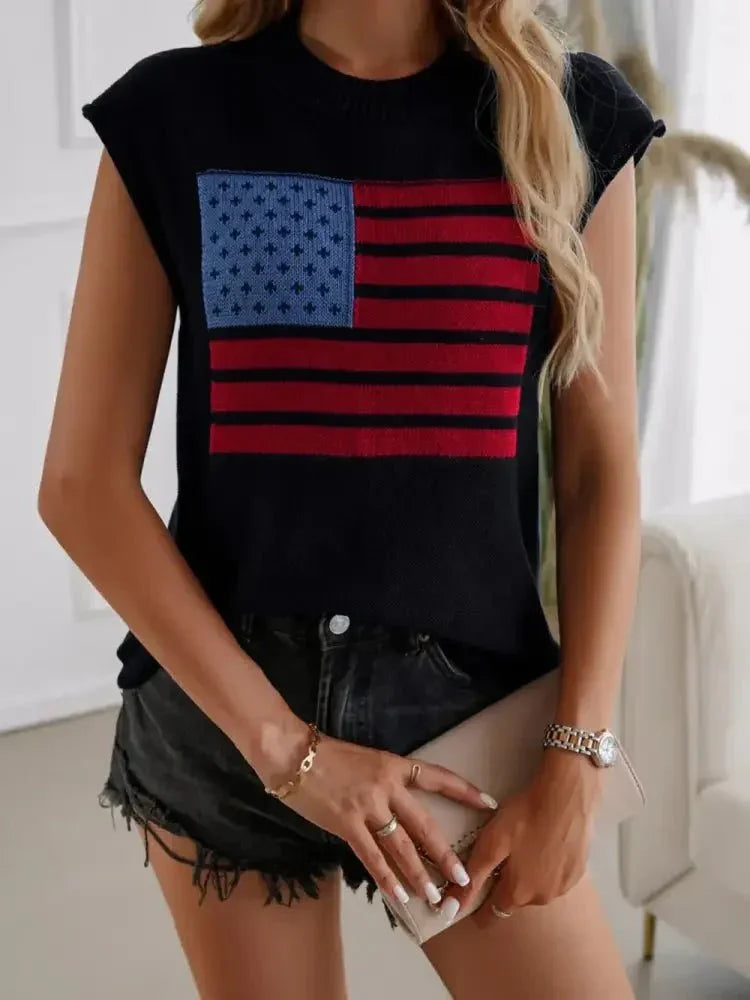 Devine US Flag Round Neck Sweater Vest - Update AvenueHonor the Stars and StripesTrendsi100100903269924100100903269924084d4ea8 - 5e3f - 4b88 - a3ca - 215ad747c15e - MaxBlack