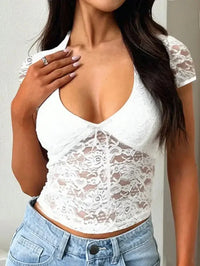 Devine V - Neck Short Sleeve Lace Top - Update AvenueTrendsi100100989291973100100989291973c1d5f623 - 22fb - 4c03 - b37e - 38b7faba37a9 - MaxWhite
