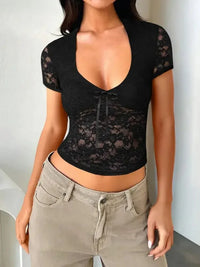 Devine V - Neck Short Sleeve Lace Top - Update AvenueTrendsi1001009892958161001009892958165d25e2f5 - 935e - 4efa - 8ac9 - ad41f9feebf7 - MaxBlack