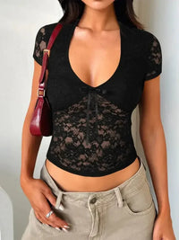 Devine V - Neck Short Sleeve Lace Top - Update AvenueTrendsi1001009892958161001009892958161b6148c3 - d4c9 - 4550 - b2ff - 36358a2d0766 - MaxBlack