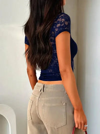 Devine V - Neck Short Sleeve Lace Top - Update AvenueTrendsi100100989295816100100989295816e894e05f - 7565 - 4e14 - a073 - c0ad7fa2e690 - MaxBlack