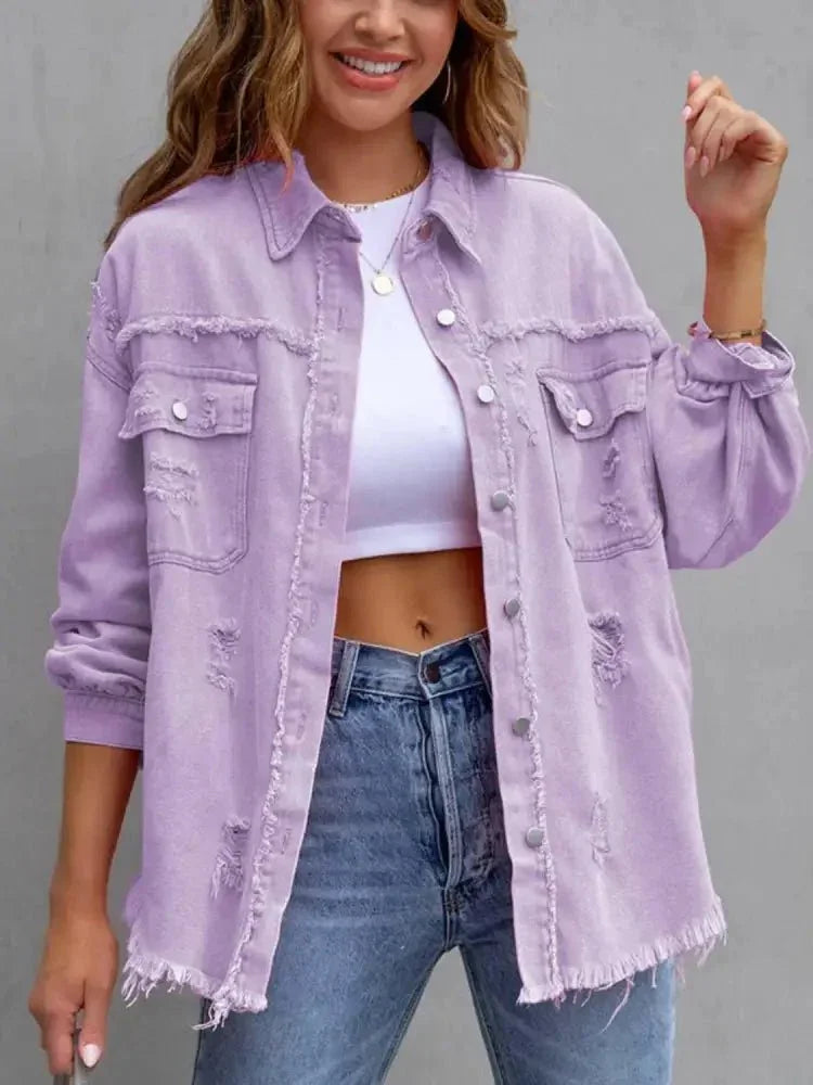 Distressed Drop Shoulder Denim Jacket - Update AvenueTrendsi10010028176160310010028176160341da35749d6a4e83a95937d58595a5c5 - MaxLavender