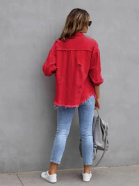 Distressed Drop Shoulder Denim Jacket - Update AvenueTrendsi100100281761727100100281761727145c7c6369a7434ea59797cb259f7ffb - MaxDeep Red