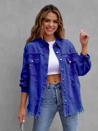 Distressed Drop Shoulder Denim Jacket - Update AvenueTrendsi100100281763755100100281763755de7ead982f5347638dcc0c99ab14e60f - MaxRoyal Blue