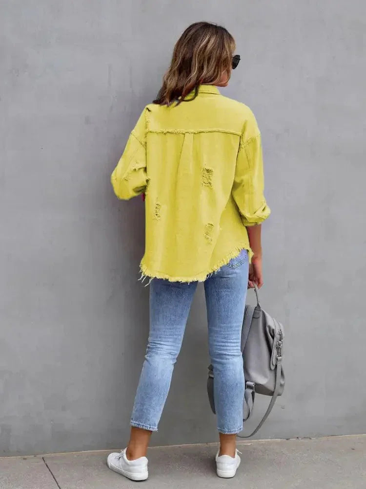 Distressed Drop Shoulder Denim Jacket - Update AvenueTrendsi100100281764667100100281764667640202953bea430fbcdcebf6fdb7699e - MaxYellow