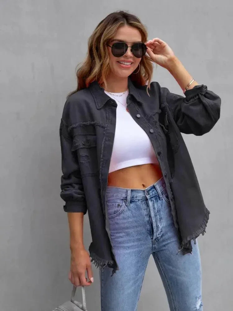Distressed Drop Shoulder Denim Jacket - Update AvenueTrendsi100100281764689100100281764689e5f4f732157e436384a472b907184f8c - MaxBlack