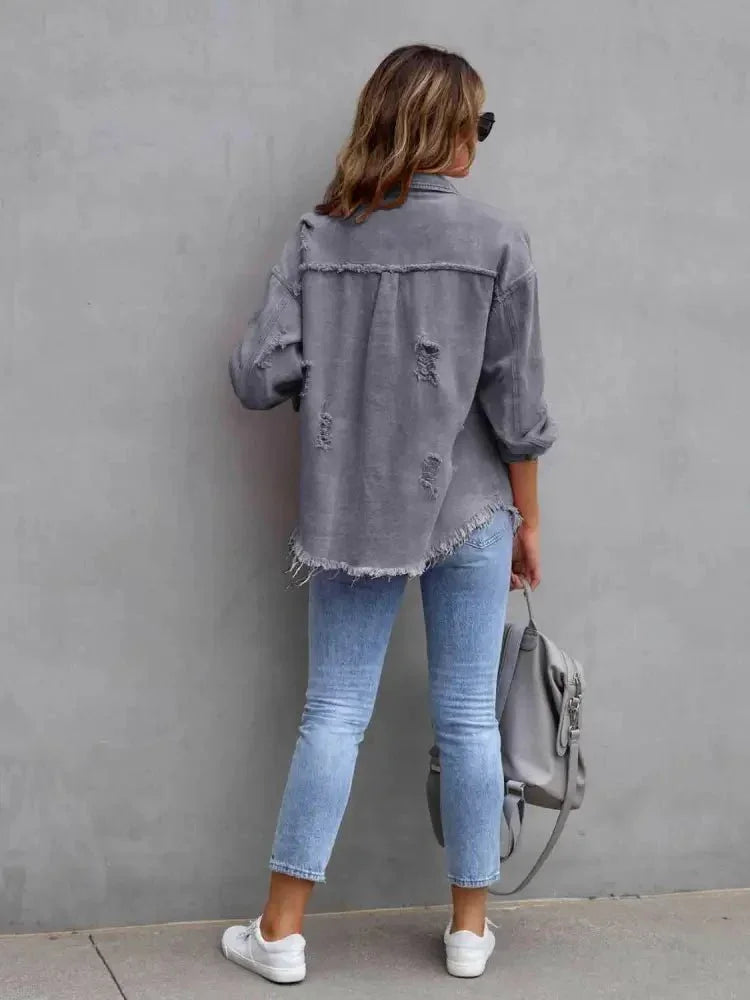 Distressed Drop Shoulder Denim Jacket - Update AvenueTrendsi100100281768109100100281768109e481ea6783f6420c8f8ade3c16db70b5 - MaxGray