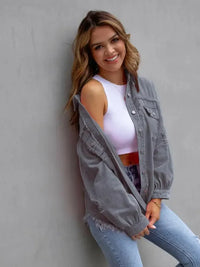 Distressed Drop Shoulder Denim Jacket - Update AvenueTrendsi10010028176810910010028176810968cee6e418f64a8b9666ed584a7bad1b - MaxGray