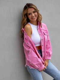 Distressed Drop Shoulder Denim Jacket - Update AvenueTrendsi10010028176940010010028176940021b337a011bd409392095fc69a78e3fc - MaxFuchsia Pink