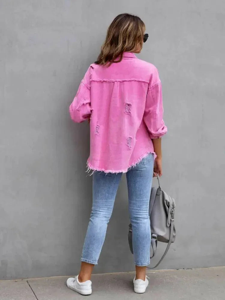 Distressed Drop Shoulder Denim Jacket - Update AvenueTrendsi10010028176940010010028176940013bce6b638b64069b15c4b4204a0239d - MaxFuchsia Pink