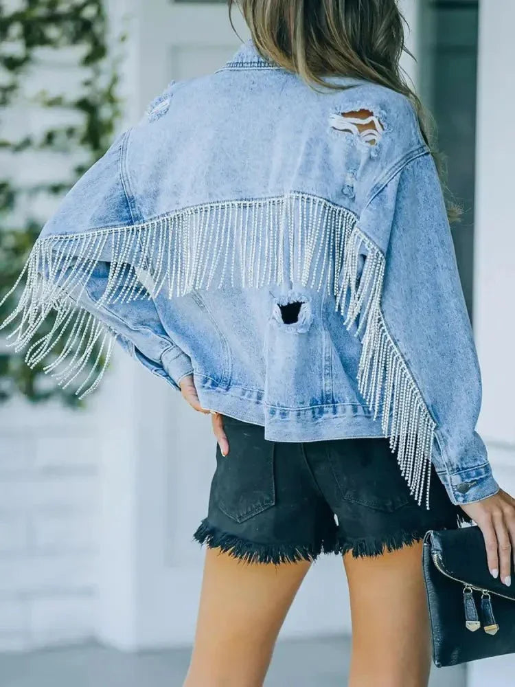 Distressed Fringe Denim Jacket - Update AvenueTrendsi1001004870094251001004870094251d170c37c009418592be4e6273be1132 - MaxLight Blue