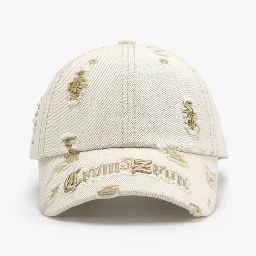 Distressed Letter Embroidered Baseball Cap