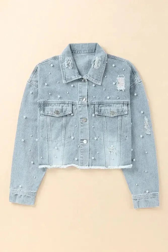 Distressed Pearl Trim Button Up Denim Jacket - Update AvenueTrendsi1001008741827431001008741827435eb7104a - b02b - 4c7a - af92 - d9cdce8fb905 - MaxLight