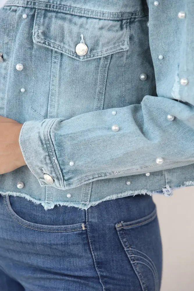 Distressed Pearl Trim Button Up Denim Jacket - Update AvenueTrendsi100100874182743100100874182743d267ea17 - d1d2 - 4b58 - 8c46 - 8612a0379755 - MaxLight