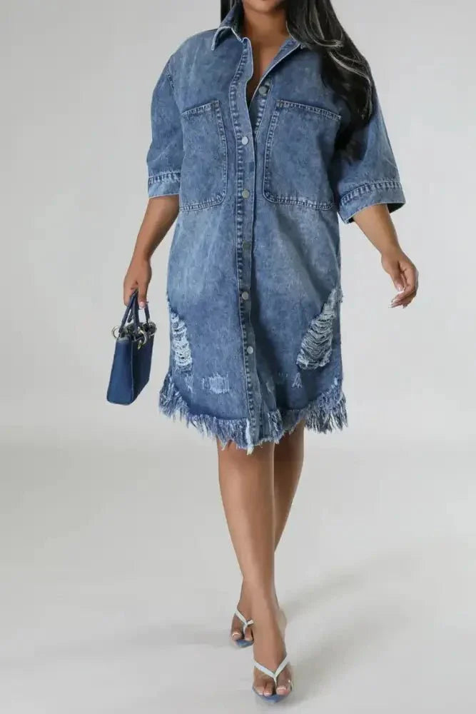 Distressed Raw Hem Button Up Denim Dress - Update AvenueDenim Dresses & SkirtsTrendsi100100022311856100100022311856d7291e78 - 609b - 462d - 8055 - 172bcadc30c4 - MaxMedium