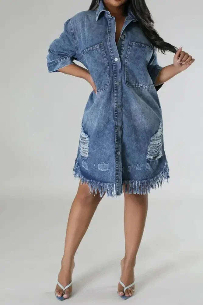 Distressed Raw Hem Button Up Denim Dress - Update AvenueDenim Dresses & SkirtsTrendsi1001000223118561001000223118569cc2f390 - 81b8 - 462a - 8156 - 517a161edb32 - MaxMedium