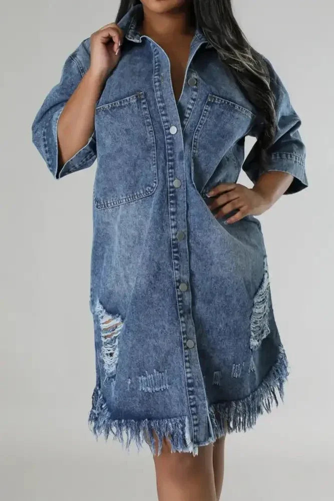 Distressed Raw Hem Button Up Denim Dress - Update AvenueDenim Dresses & SkirtsTrendsi1001000223118561001000223118567fce8ae5 - 44bb - 4c5e - aad2 - 5a19a3cb6511 - MaxMedium