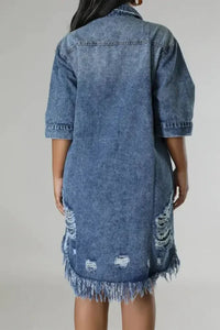 Distressed Raw Hem Button Up Denim Dress - Update AvenueDenim Dresses & SkirtsTrendsi100100022311856100100022311856895d2405 - a5f7 - 4a3b - b8fe - 66701a598186 - MaxMedium