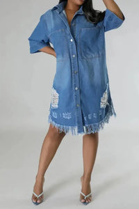 Distressed Raw Hem Button Up Denim Dress - Update AvenueDenim Dresses & SkirtsTrendsi100100022316016100100022316016b26fb2d9 - eb6b - 4556 - 82cb - 767f7701471c - MaxLight