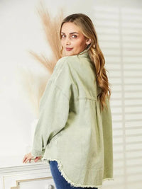 Distressed Raw Hem Denim Jacket - Update AvenueTrendsi100100481831688100100481831688ef94e0da04474f47b3560ad309d9d2e2 - MaxLight Green