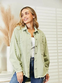 Distressed Raw Hem Denim Jacket - Update AvenueTrendsi1001004818316881001004818316888ec37e5784174a7eb17a75297d1a3a94 - MaxLight Green