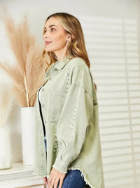 Distressed Raw Hem Denim Jacket - Update AvenueTrendsi100100481831688100100481831688db34984f581b4cc3b6eaf32b7716afcc - MaxLight Green