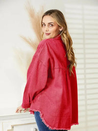 Distressed Raw Hem Denim Jacket - Update AvenueTrendsi100100481832290100100481832290a2c16ea86d934027a5e3326bc585fe6a - MaxHot Pink