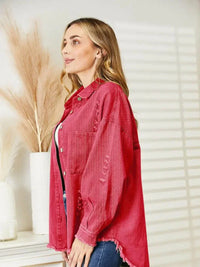 Distressed Raw Hem Denim Jacket - Update AvenueTrendsi1001004818322901001004818322906da348d84b0b471f87b51cf728ed892a - MaxHot Pink