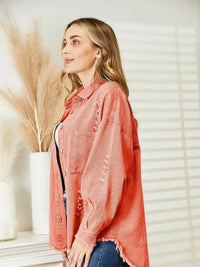 Distressed Raw Hem Denim Jacket - Update AvenueTrendsi100100481837036100100481837036196e91e1a3d946319b21c33606a5d53a - MaxOrange - Red