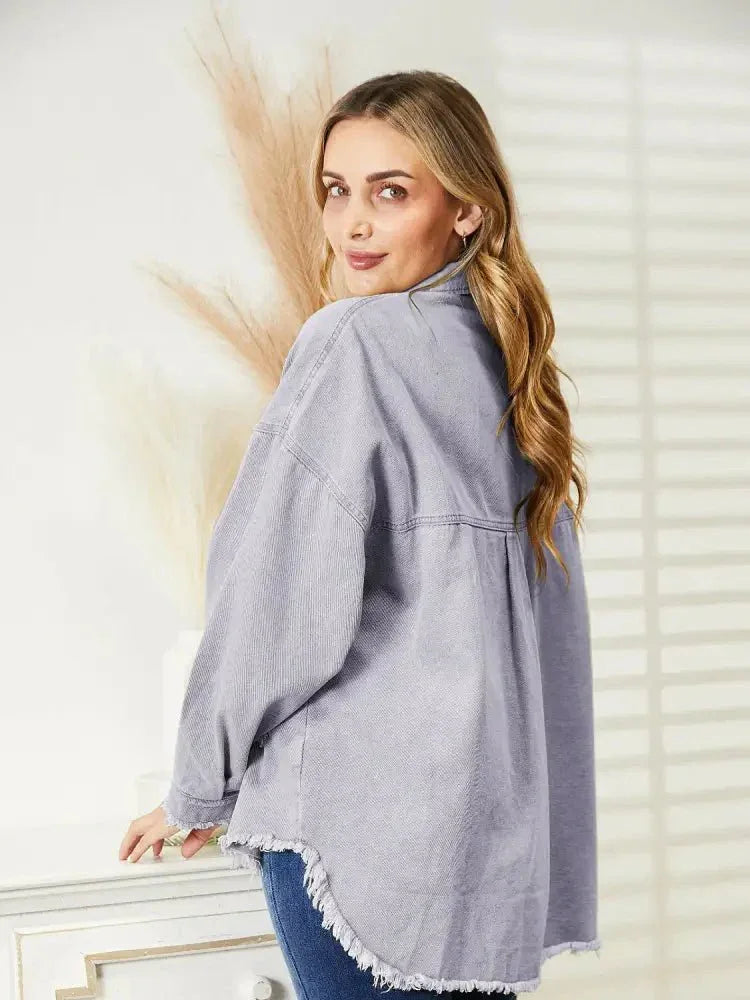 Distressed Raw Hem Denim Jacket - Update AvenueTrendsi10010048183858810010048183858875302d8b959e4ac28dbc1786af286740 - MaxLilac