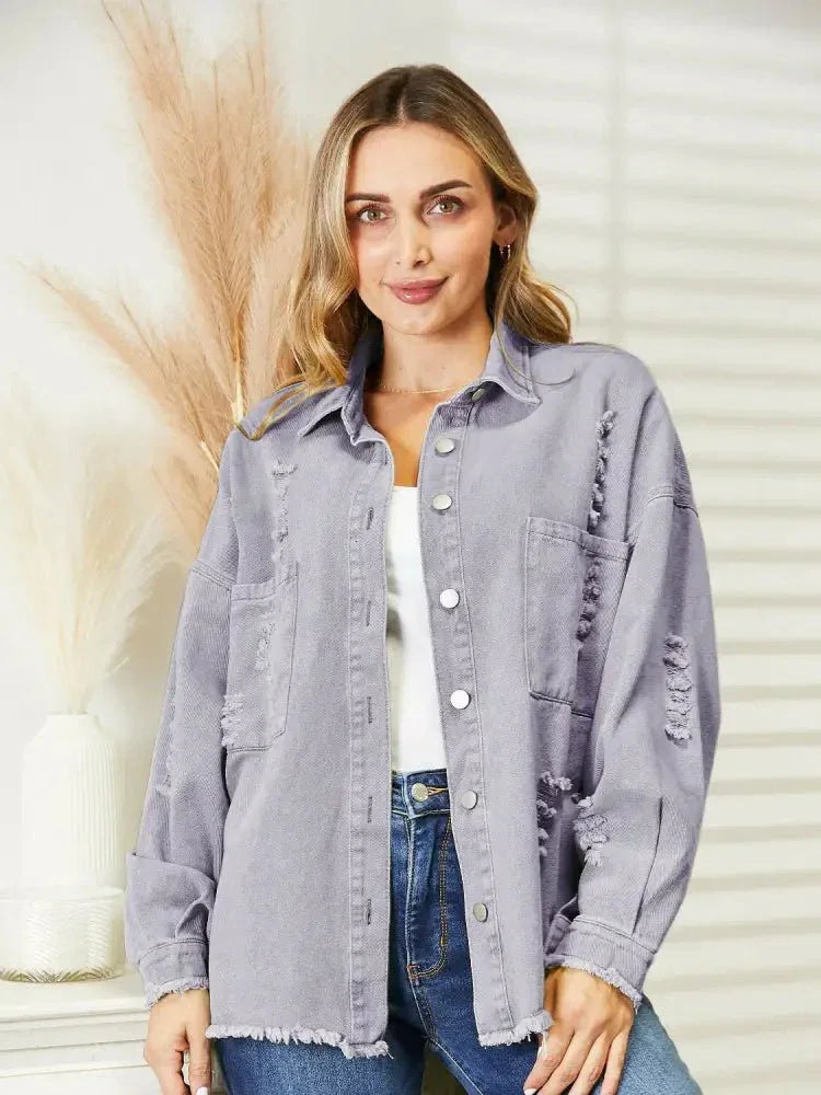 Distressed Raw Hem Denim Jacket - Update AvenueTrendsi10010048183858810010048183858814c5866007334a98819c19e582228148 - MaxLilac