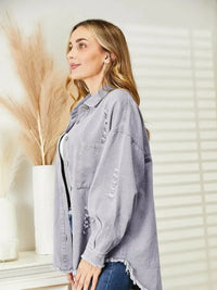 Distressed Raw Hem Denim Jacket - Update AvenueTrendsi100100481838588100100481838588cbb562760ed64ddbaaf6248903b13efe - MaxLilac