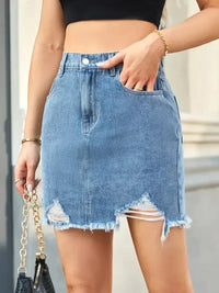 Distressed Raw Hem Denim Skirt - Update AvenueDenim Dresses & SkirtsTrendsi1001008189610411001008189610418e112101 - 2753 - 4f39 - 884c - f46cd2a5a94f - MaxDusty Blue