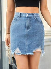 Distressed Raw Hem Denim Skirt - Update AvenueDenim Dresses & SkirtsTrendsi100100818961041100100818961041271109ec - 9f6e - 4de0 - 8806 - e7e16b87cbbc - MaxDusty Blue