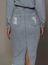 Distressed Slit Denim Skirt - Update AvenueDenim Dresses & SkirtsTrendsi100100853897663100100853897663bc9f4c986d7b4fbea3c5eb0112f5bad9 - MaxLight