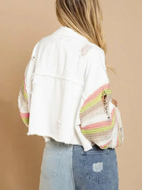 Distressed Striped Long Sleeve Denim Jacket - Update AvenueTrendsi1001002828454591001002828454592c50cefc54cf400d8af542824e43d54a - MaxWhite
