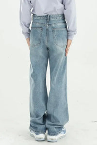 Distressed Wide Leg Jeans with Pockets