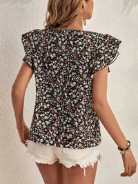 Ditsy Floral Round Neck Cap Sleeve Top - Update AvenueVacation StyleTrendsi1001005937811061001005937811063ec921c3 - 2a5c - 4dbc - 9e2a - 642f2d6753bf - MaxBlack
