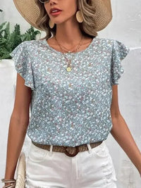 Ditsy Floral Round Neck Cap Sleeve Top - Update AvenueVacation StyleTrendsi1001005937814041001005937814043dfd4f18 - b95f - 46fc - 9351 - e8ea6b7d98b5 - MaxLight Blue