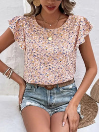 Ditsy Floral Round Neck Cap Sleeve Top - Update AvenueVacation StyleTrendsi100100593786559100100593786559d7f80e50 - 767a - 4b21 - bb72 - e4ae2bd5c801 - MaxPale Blush